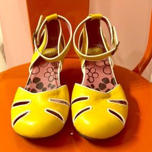 Fly London yellow Mary Jane shoe.